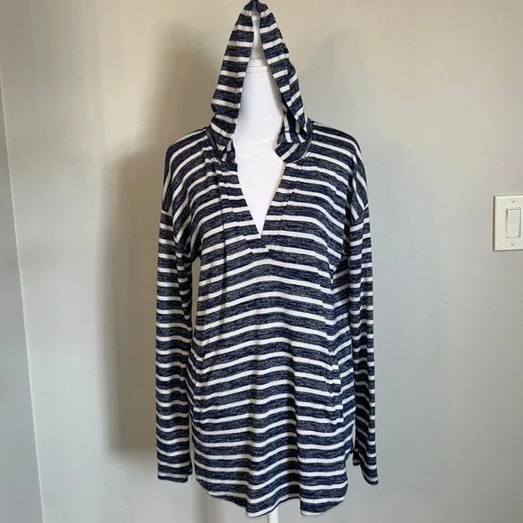 Banana Republic Luxespun Striped Hoodie Size Medium​​​​ - Picture 2 of 9
